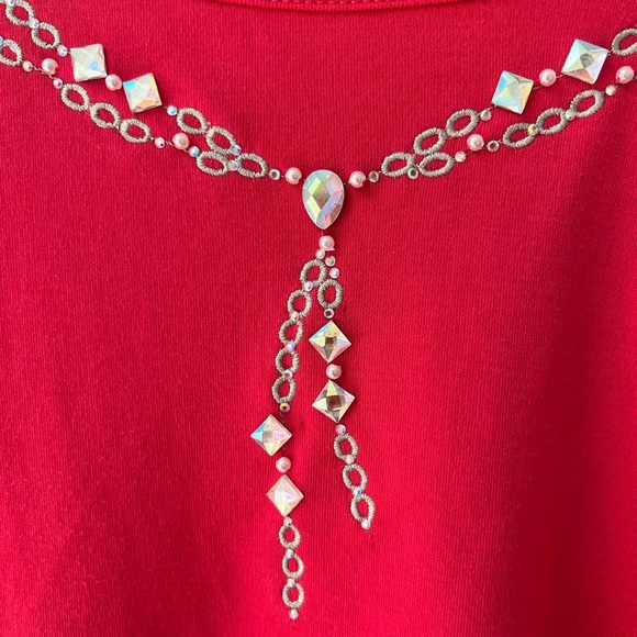 Quacker Factory 1X Necklace 3/4 sleeves pink top - Picture 3 of 6
